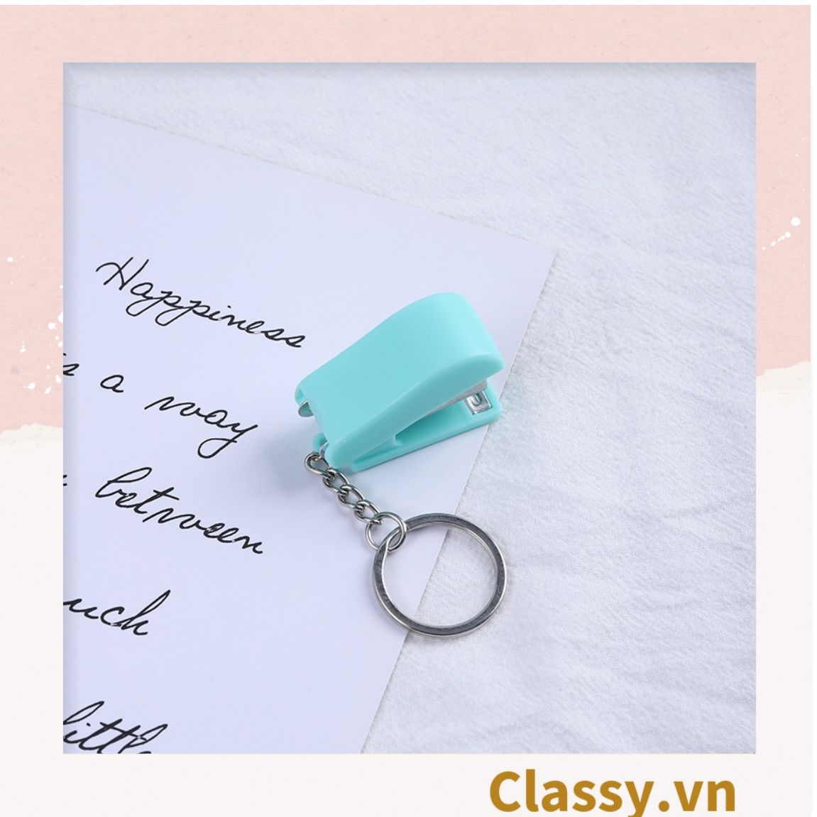  Bấm giấy dập ghim mini Classy đa năng cỡ nhỏ 3.9x1.6x2.7CM, nhiều màu đa dạng có thể dùng làm móc khóa PK1216 