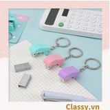  Bấm giấy dập ghim mini Classy đa năng cỡ nhỏ 3.9x1.6x2.7CM, nhiều màu đa dạng có thể dùng làm móc khóa PK1216 