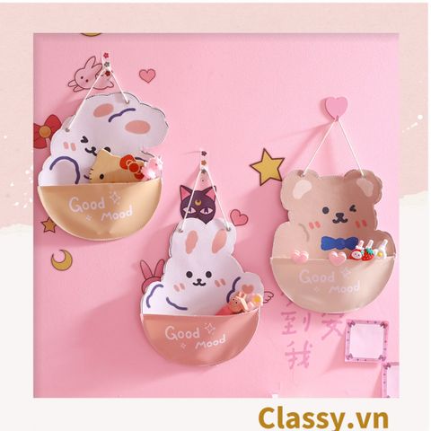  Túi vải treo tường hình thỏ gấu, đựng phụ kiện, các loại bút, gương lược tiện lợi PK1249 
