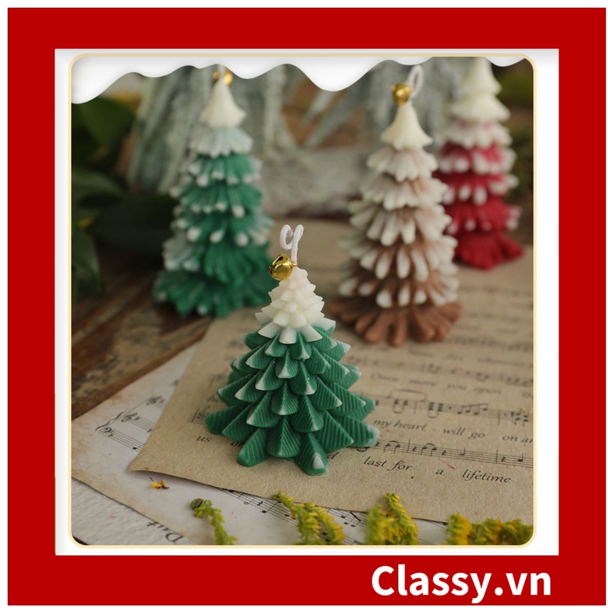  [GIAO HÀNG 7-25 NGÀY] Nến thơm thư giãn nhiều kiểu dáng, phù hợp làm đồ decor phòng PK1250 - Cây thông Noel Giáng sinh 