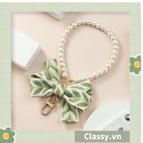  Móc khóa màu vàng đồng họa tiết chiếc lá có đính hạt sang trọng PK1265 