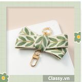  Móc khóa màu vàng đồng họa tiết chiếc lá có đính hạt sang trọng PK1265 