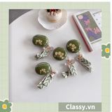  Móc khóa màu vàng đồng họa tiết chiếc lá có đính hạt sang trọng PK1265 