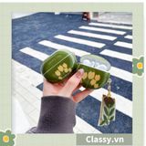  Móc khóa màu vàng đồng họa tiết chiếc lá có đính hạt sang trọng PK1265 