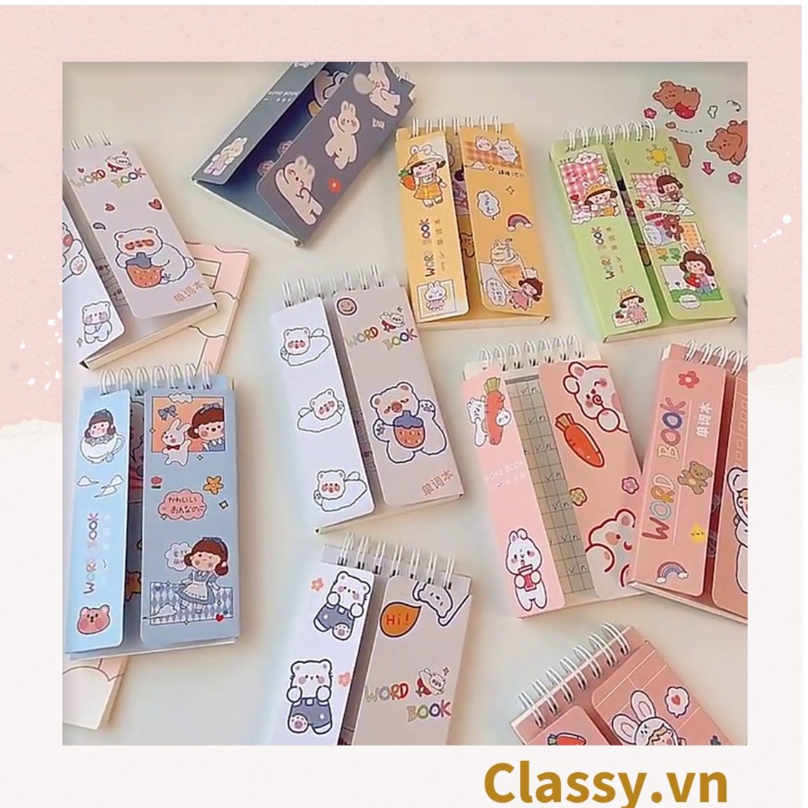  [GIAO HÀNG 7-25 NGÀY]  Classy Sổ từ vựng Sổ tay mini, sổ kẻ ngang, kích thước 7.5x13CM họa tiết ngẫu nhiên PK1278 