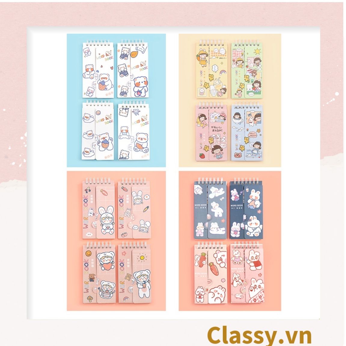  [GIAO HÀNG 7-25 NGÀY]  Classy Sổ từ vựng Sổ tay mini, sổ kẻ ngang, kích thước 7.5x13CM họa tiết ngẫu nhiên PK1278 
