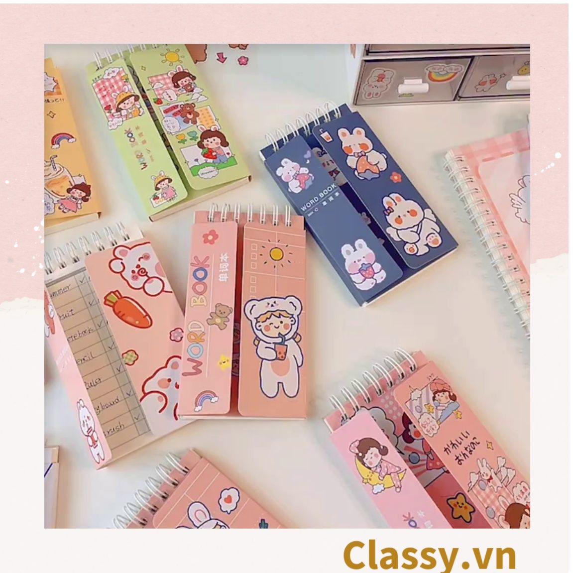  [GIAO HÀNG 7-25 NGÀY]  Classy Sổ từ vựng Sổ tay mini, sổ kẻ ngang, kích thước 7.5x13CM họa tiết ngẫu nhiên PK1278 