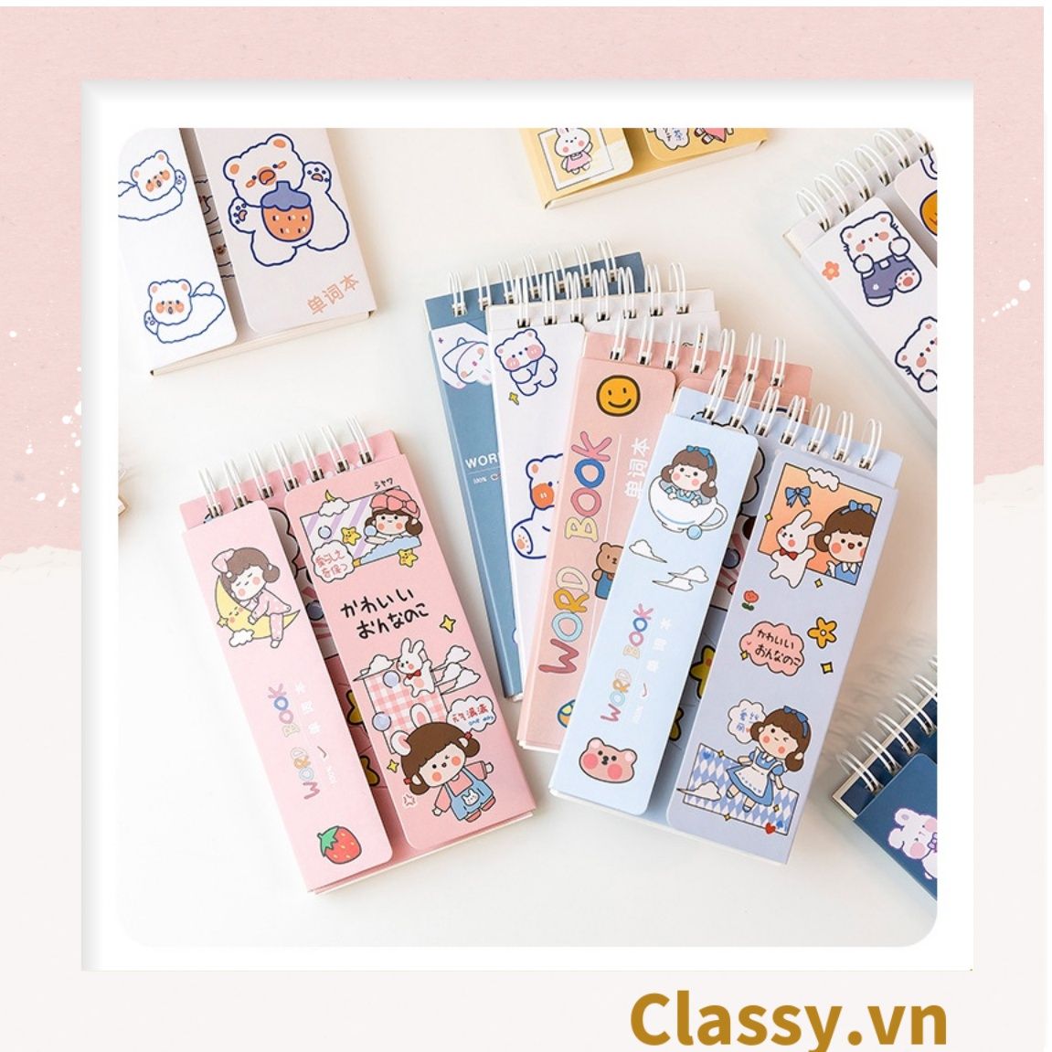  [GIAO HÀNG 7-25 NGÀY]  Classy Sổ từ vựng Sổ tay mini, sổ kẻ ngang, kích thước 7.5x13CM họa tiết ngẫu nhiên PK1278 