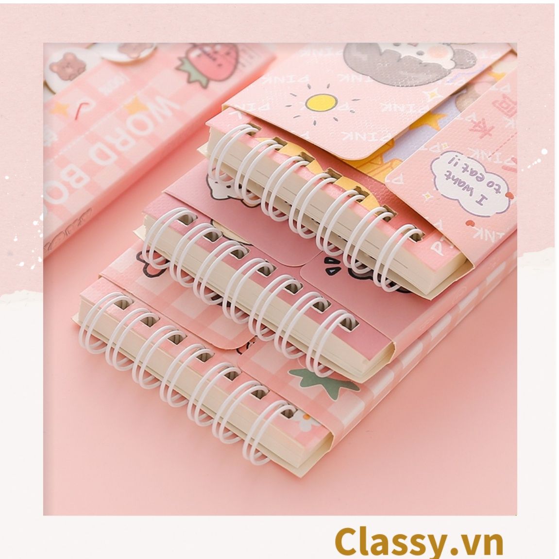  [GIAO HÀNG 7-25 NGÀY]  Classy Sổ từ vựng Sổ tay mini, sổ kẻ ngang, kích thước 7.5x13CM họa tiết ngẫu nhiên PK1278 