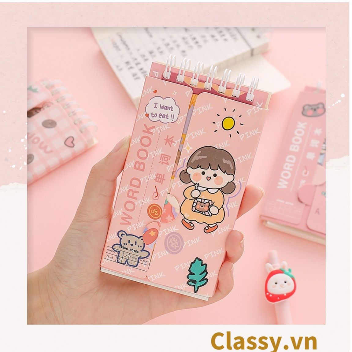  [GIAO HÀNG 7-25 NGÀY]  Classy Sổ từ vựng Sổ tay mini, sổ kẻ ngang, kích thước 7.5x13CM họa tiết ngẫu nhiên PK1278 