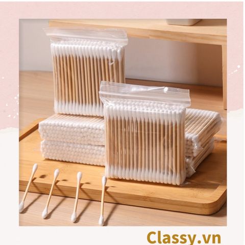  Combo 100 túi đựng 100 chiếc bông tăm thân gỗ, dùng ngoáy tay, trang điểm, vệ sinh cá nhân PK1294 (ORDER) 