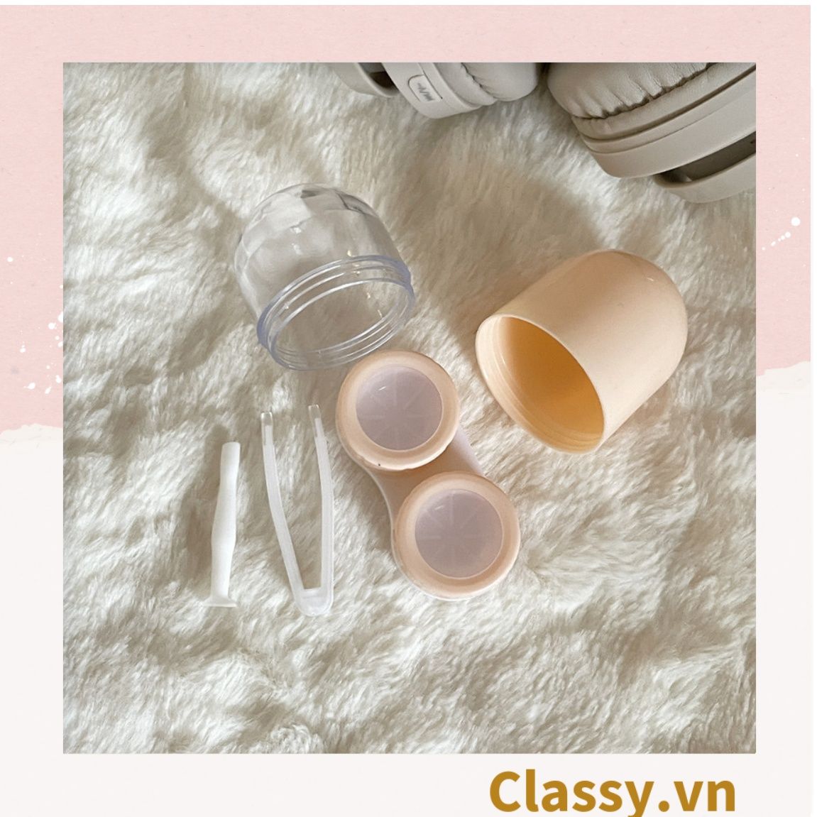  Khay đựng lens, kính áp tròng đẹp hình trụ nhỏ gọn nhiều màu pastel PK1310 