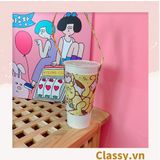  [GIAO HÀNG 7-13088 NGÀY]  Classy Cup Holder vải bọc ly cốc vải canvas đựng ly giữ nhiệt, bình nước có quai xách nhiều họa tiết ngộ nghĩnh PK1324 