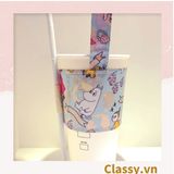  [GIAO HÀNG 7-13088 NGÀY]  Classy Cup Holder vải bọc ly cốc vải canvas đựng ly giữ nhiệt, bình nước có quai xách nhiều họa tiết ngộ nghĩnh PK1324 
