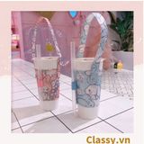  Classy Cup Holder vải bọc ly cốc vải canvas đựng ly giữ nhiệt, bình nước có quai xách nhiều họa tiết ngộ nghĩnh PK1324 