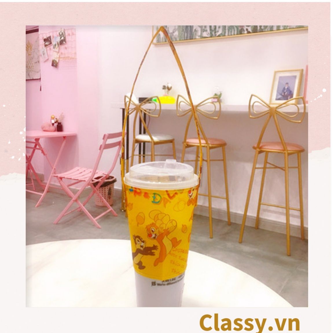  Classy Cup Holder vải bọc ly cốc vải canvas đựng ly giữ nhiệt, bình nước có quai xách nhiều họa tiết ngộ nghĩnh PK1324 