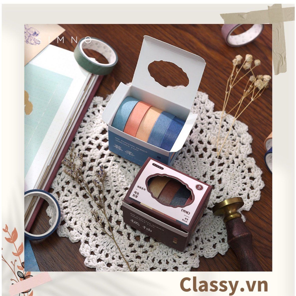  [GIAO HÀNG 7-25 NGÀY]  Băng keo giấy trang trí tông màu neutral nhiều kích cỡ PK1326 