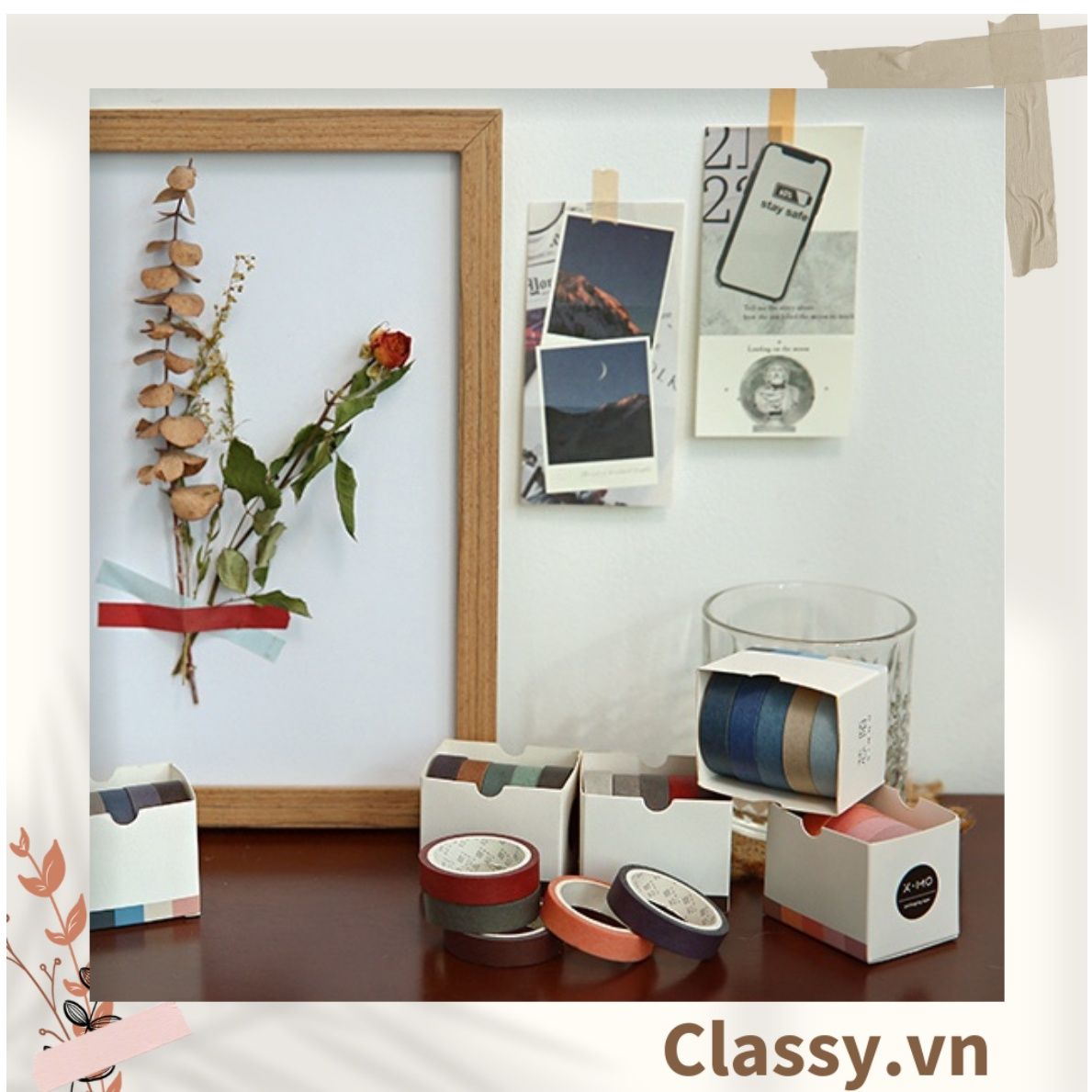  [GIAO HÀNG 7-25 NGÀY]  Băng keo giấy trang trí tông màu neutral nhiều kích cỡ PK1326 