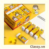  Gôm tẩy bút chì hình chữ nhật, màu vàng họa tiết chibi dùng cho học sinh, sinh viên PK1329 