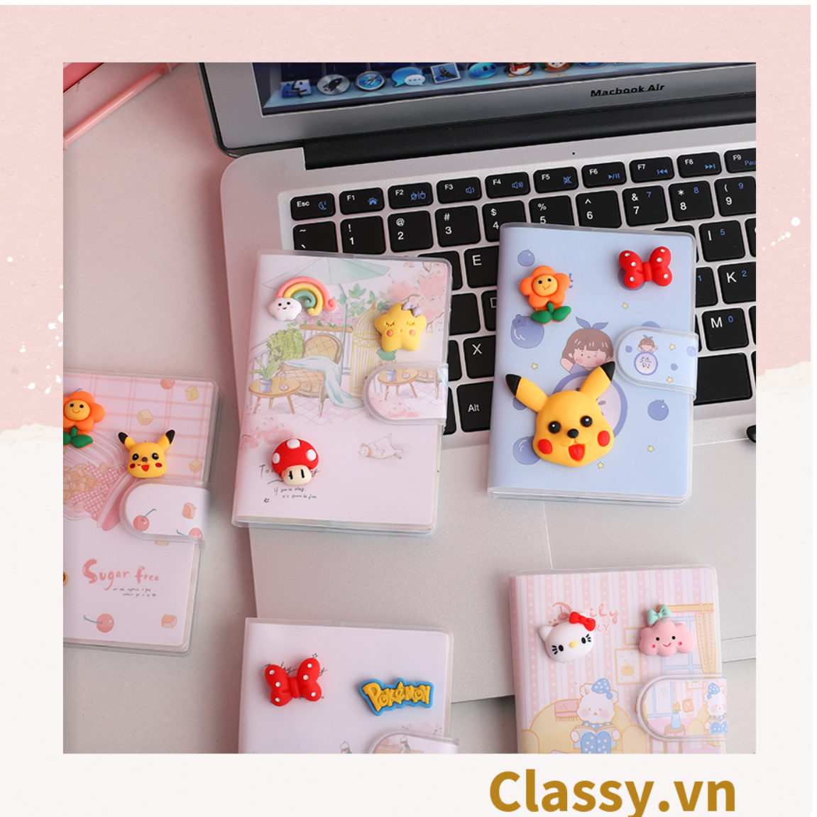  Sổ tay mini, sổ kẻ ngang, cài nút bấm nhiều họa tiết cute thích hợp cho học sinh/sinh viên PK1331 