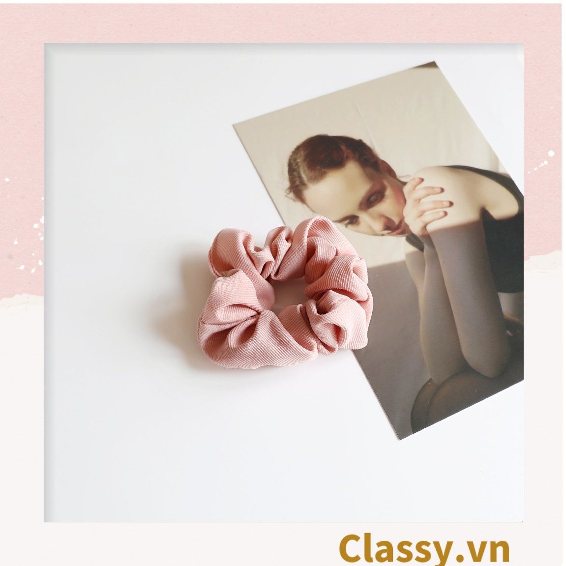  [GIAO HÀNG 7-25 NGÀY] Scrunchies buộc tóc tông màu hồng ngọt ngào, nữ tính thanh lịch PK1338 
