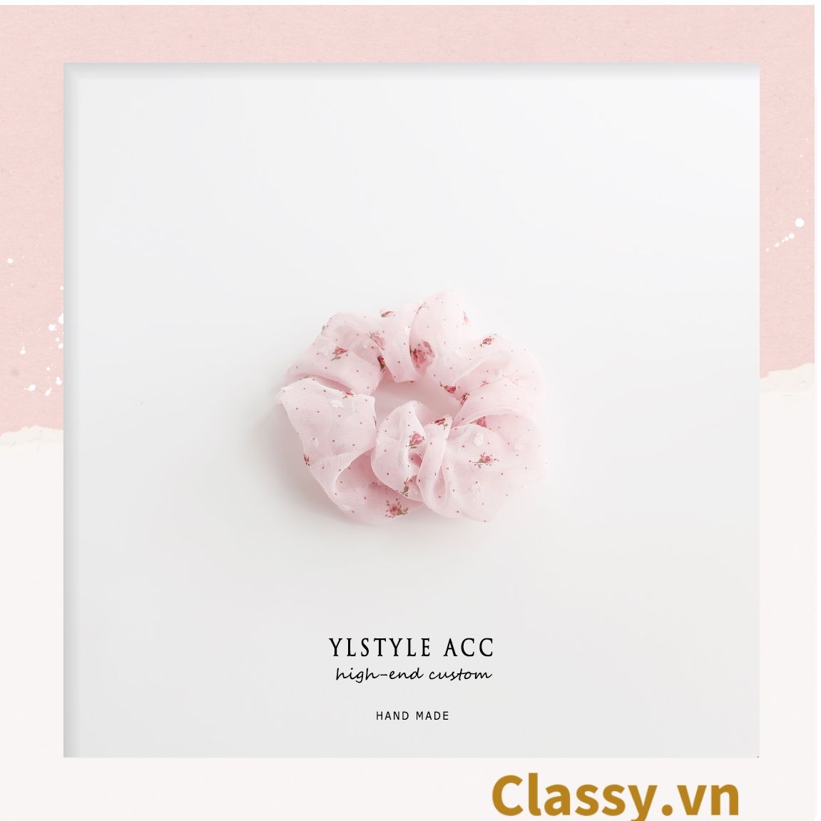  [GIAO HÀNG 7-25 NGÀY] Scrunchies buộc tóc tông màu hồng ngọt ngào, nữ tính thanh lịch PK1338 