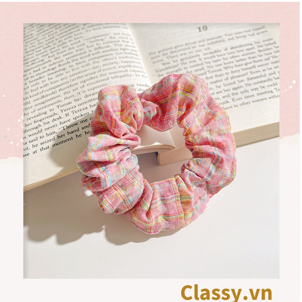  [GIAO HÀNG 7-25 NGÀY] Scrunchies buộc tóc tông màu hồng ngọt ngào, nữ tính thanh lịch PK1338 