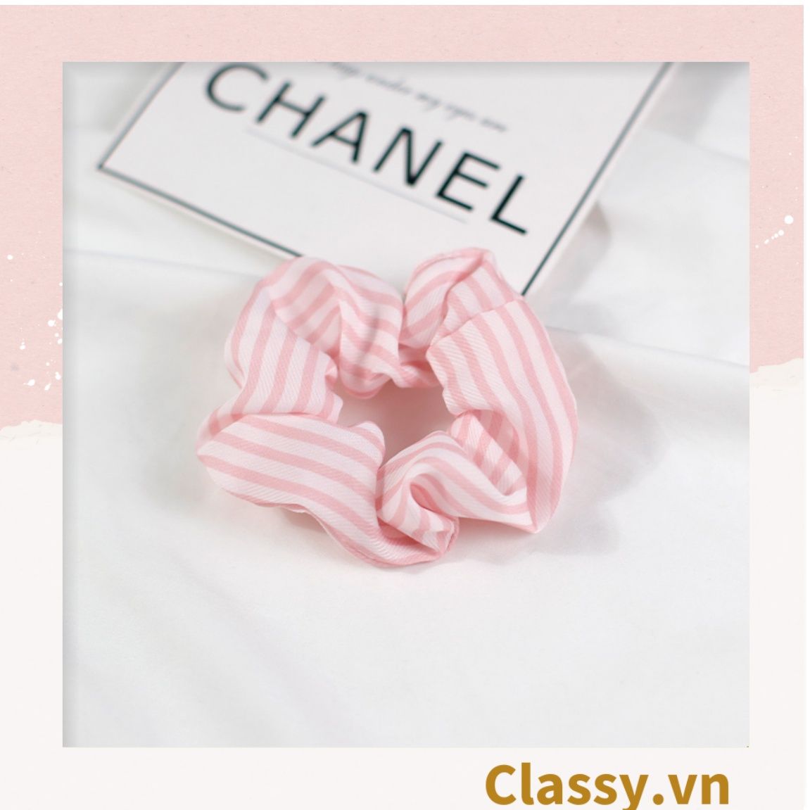  [GIAO HÀNG 7-25 NGÀY] Scrunchies buộc tóc tông màu hồng ngọt ngào, nữ tính thanh lịch PK1338 