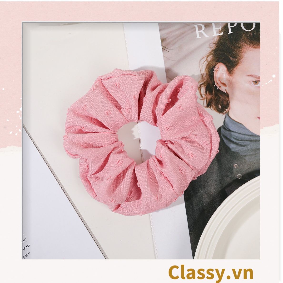  [GIAO HÀNG 7-25 NGÀY] Scrunchies buộc tóc tông màu hồng ngọt ngào, nữ tính thanh lịch PK1338 