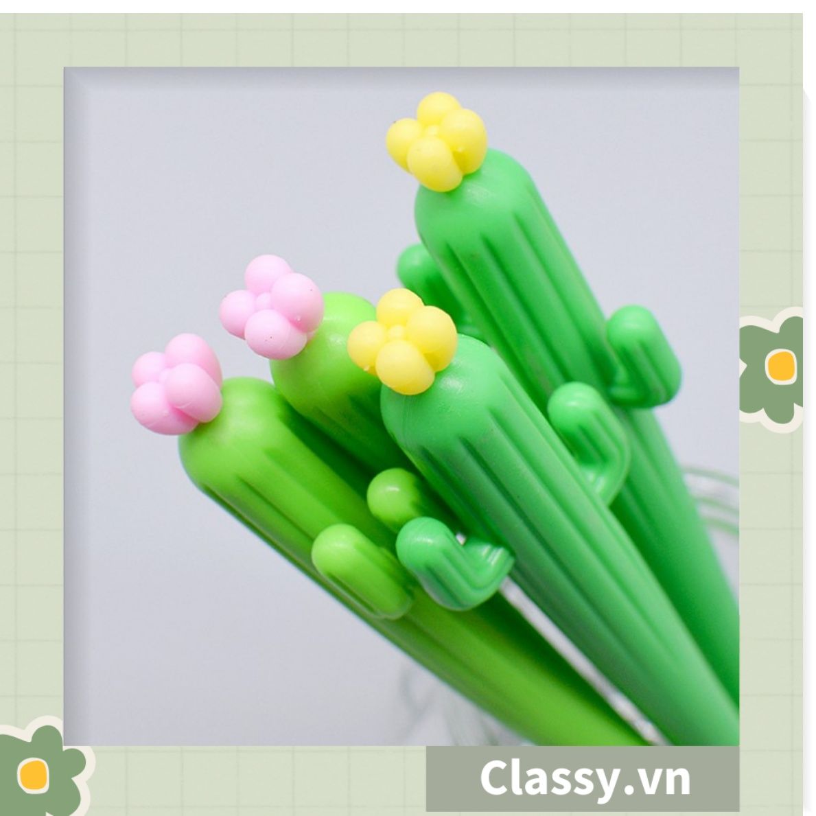  [GIAO HÀNG 7-25 NGÀY] Bút gel hình xương rồng cactus màu xanh dài 15 CM siêu dễ thương dụng cụ học sinh văn phòng phẩm PK1339 