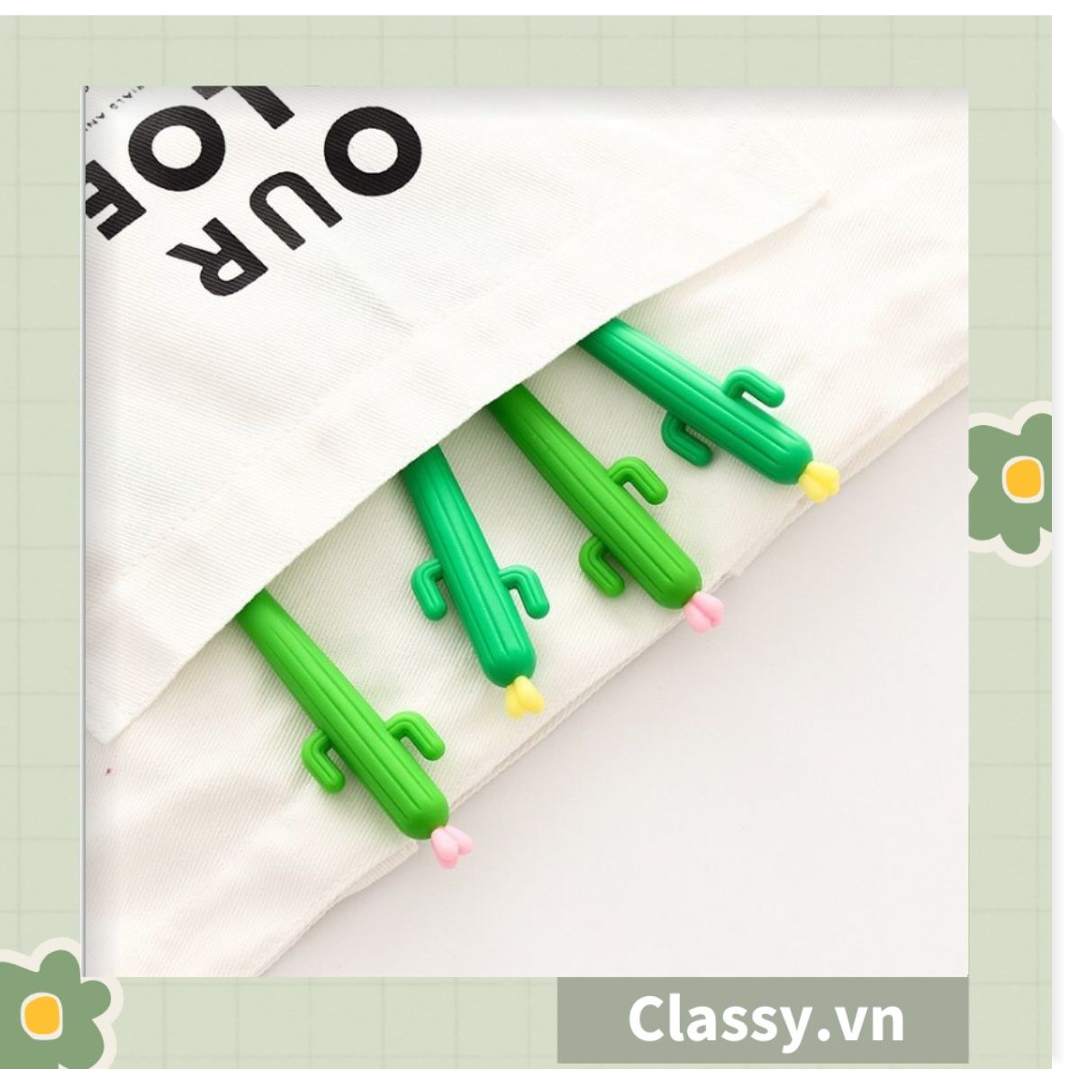  [GIAO HÀNG 7-25 NGÀY] Bút gel hình xương rồng cactus màu xanh dài 15 CM siêu dễ thương dụng cụ học sinh văn phòng phẩm PK1339 