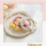  Dây cột tóc Classy bằng vải phi bóng hình chú thỏ con đáng yêu siêu bền PK1365 