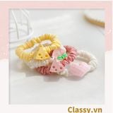  Dây cột tóc Classy bằng vải phi bóng hình chú thỏ con đáng yêu siêu bền PK1365 