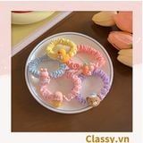  Dây cột tóc Classy bằng vải phi bóng hình chú thỏ con đáng yêu siêu bền PK1365 