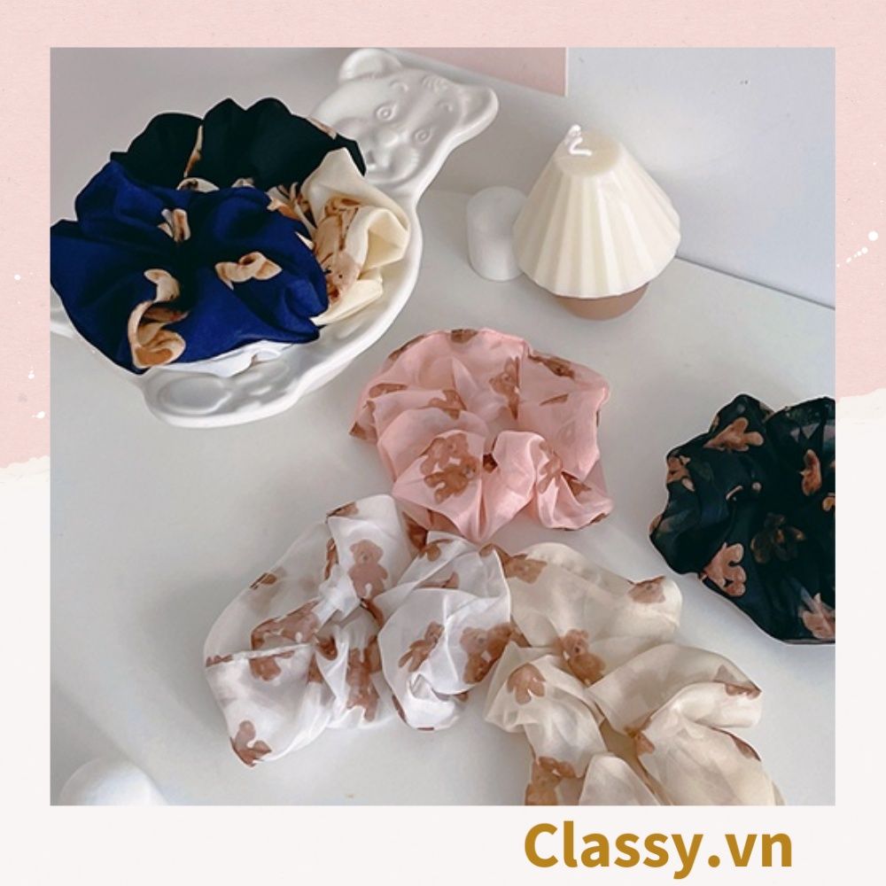  Dây cột tóc Classy họa tiết chú gấu siêu êm siêu bền PK1370 