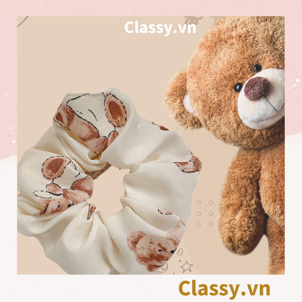  Dây cột tóc Classy họa tiết chú gấu siêu êm siêu bền PK1370 