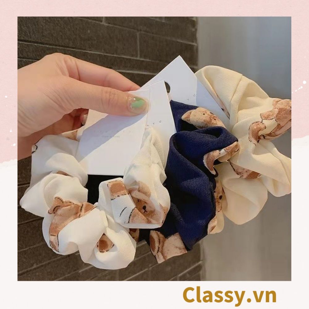  Dây cột tóc Classy họa tiết chú gấu siêu êm siêu bền PK1370 