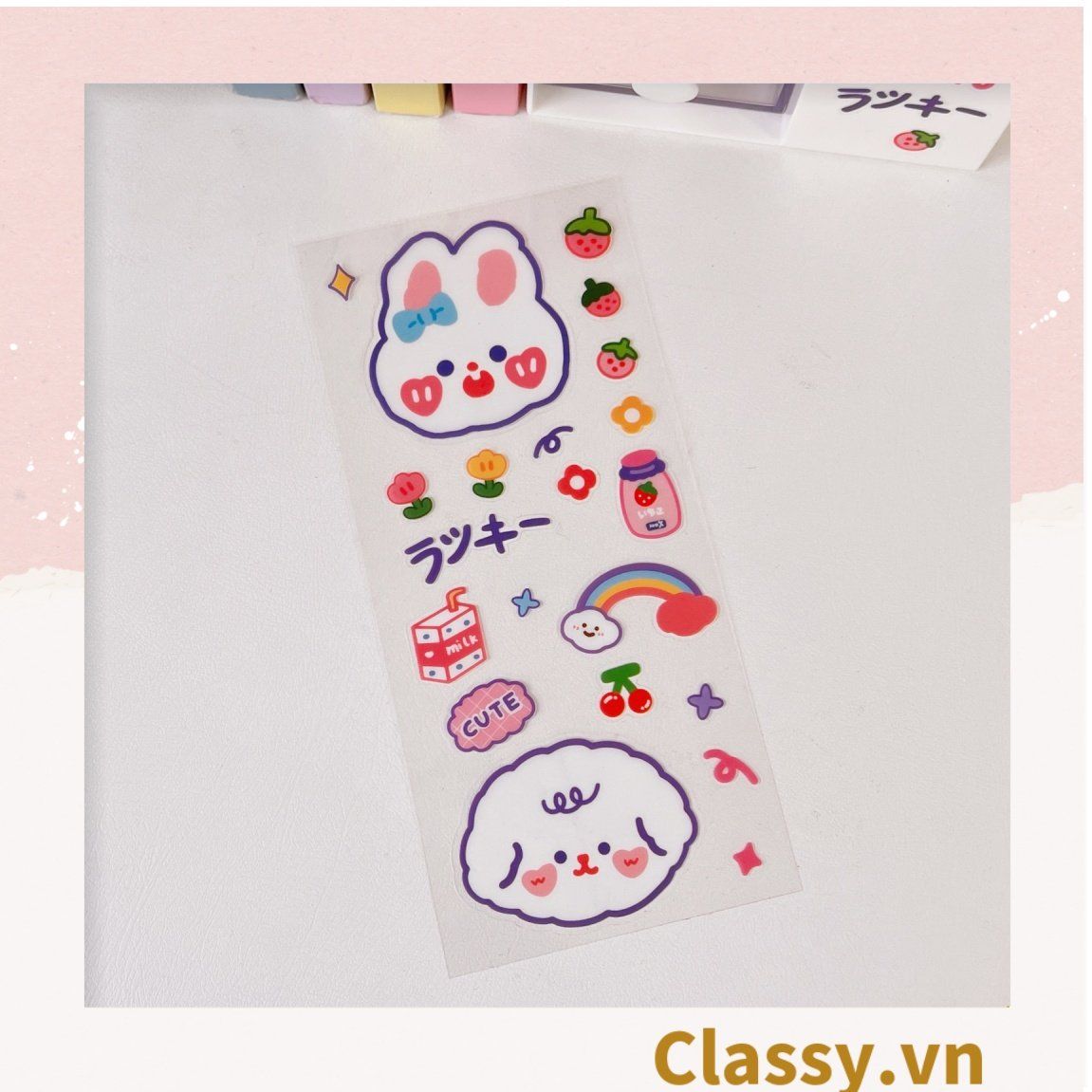  [GIAO HÀNG 7-25 NGÀY] Classy Hình dán, sticker dễ thương, sticker dán laptop, điện thoại, sổ, bình nước nhiều họa tiết PK1380 