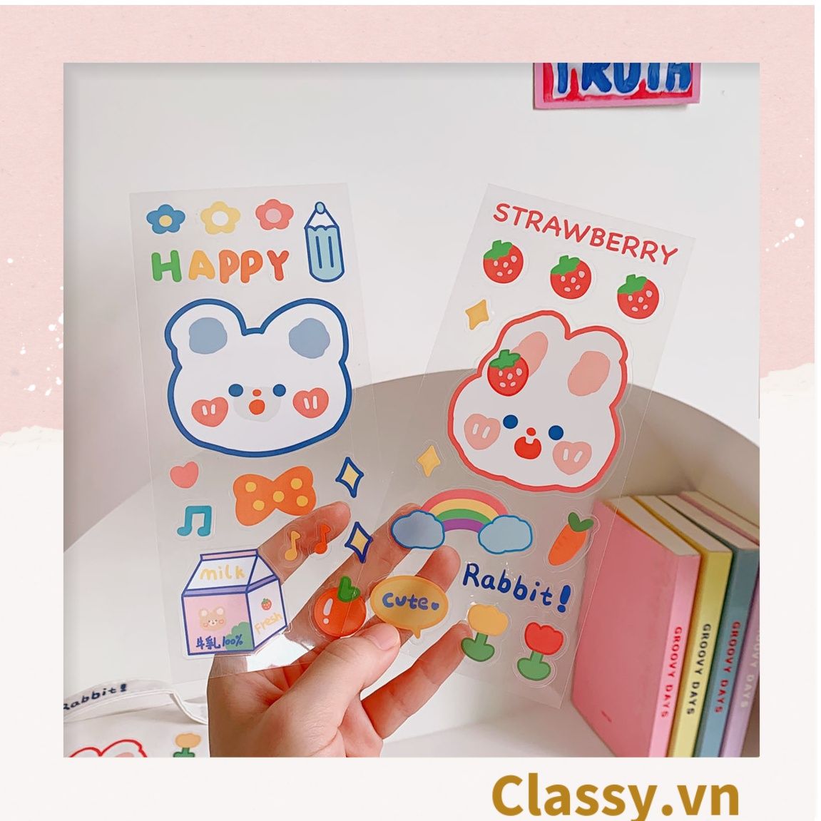 [GIAO HÀNG 7-25 NGÀY] Classy Hình dán, sticker dễ thương, sticker dán laptop, điện thoại, sổ, bình nước nhiều họa tiết PK1380 