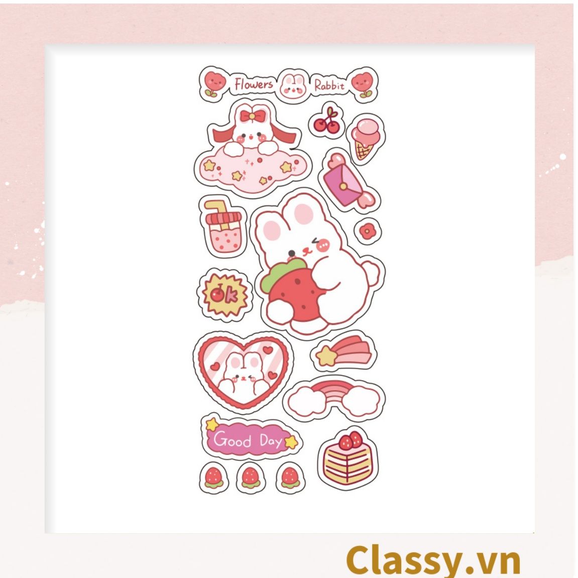  [GIAO HÀNG 7-25 NGÀY] Classy Hình dán, sticker dễ thương, sticker dán laptop, điện thoại, sổ, bình nước nhiều họa tiết PK1380 