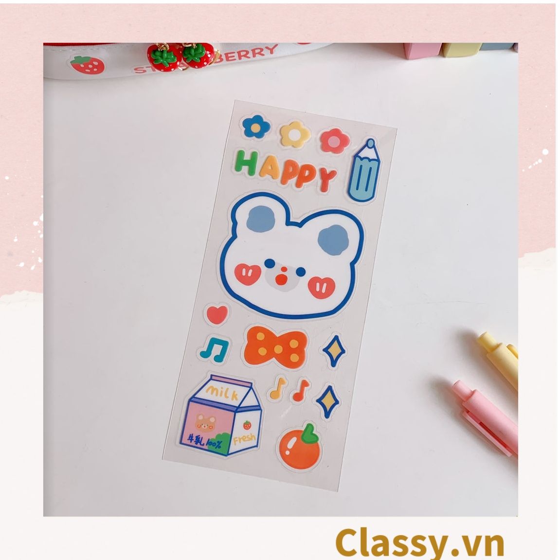  [GIAO HÀNG 7-25 NGÀY] Classy Hình dán, sticker dễ thương, sticker dán laptop, điện thoại, sổ, bình nước nhiều họa tiết PK1380 
