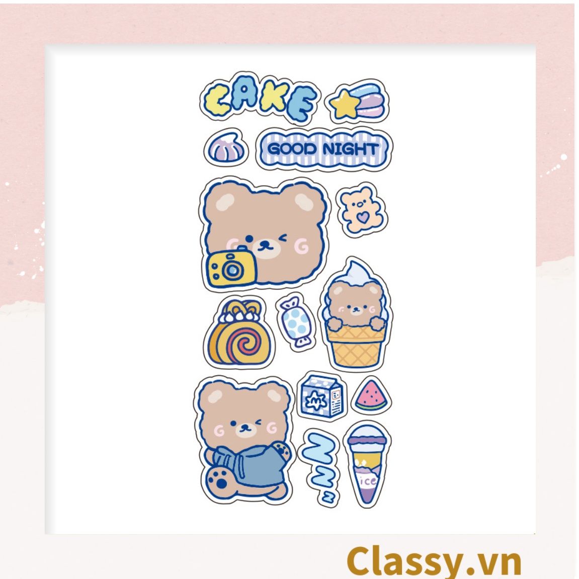  [GIAO HÀNG 7-25 NGÀY] Classy Hình dán, sticker dễ thương, sticker dán laptop, điện thoại, sổ, bình nước nhiều họa tiết PK1380 