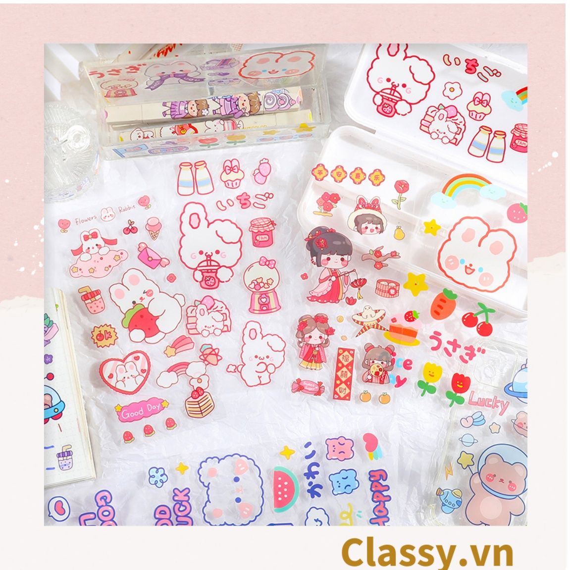  [GIAO HÀNG 7-25 NGÀY] Classy Hình dán, sticker dễ thương, sticker dán laptop, điện thoại, sổ, bình nước nhiều họa tiết PK1380 