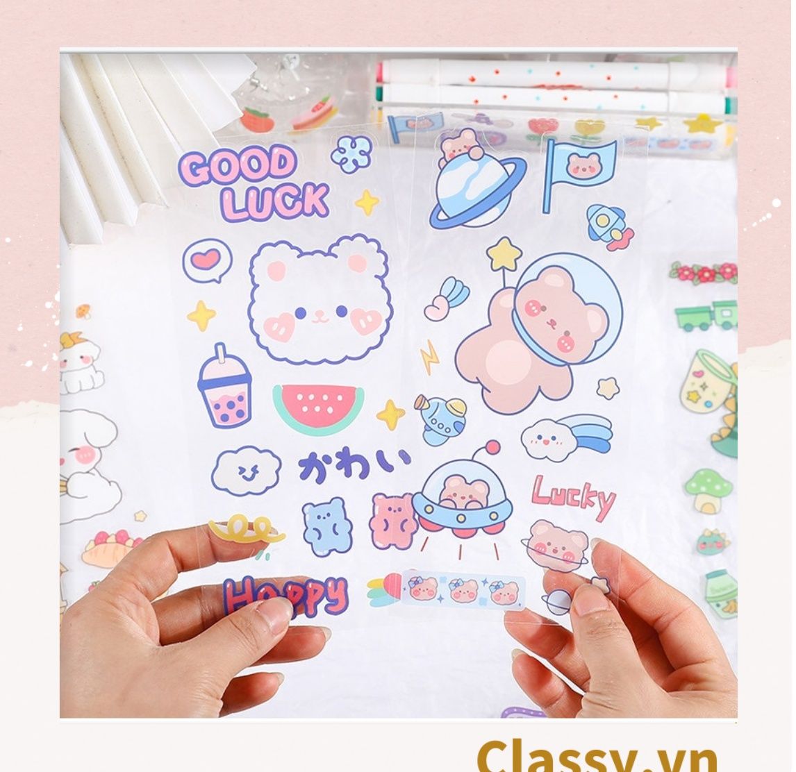  [GIAO HÀNG 7-25 NGÀY] Classy Hình dán, sticker dễ thương, sticker dán laptop, điện thoại, sổ, bình nước nhiều họa tiết PK1380 