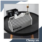  [GIAO HÀNG 7-25 NGÀY] Classy Hộp đựng khăn giấy màu trắng đen, họa tiết sang trọng PK1383 