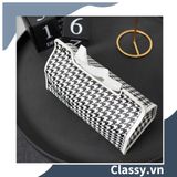  [GIAO HÀNG 7-25 NGÀY] Classy Hộp đựng khăn giấy màu trắng đen, họa tiết sang trọng PK1383 