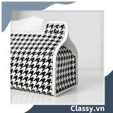  [GIAO HÀNG 7-25 NGÀY] Classy Hộp đựng khăn giấy màu trắng đen, họa tiết sang trọng PK1383 