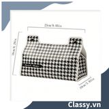  Classy Hộp đựng khăn giấy màu trắng đen, họa tiết sang trọng PK1383 