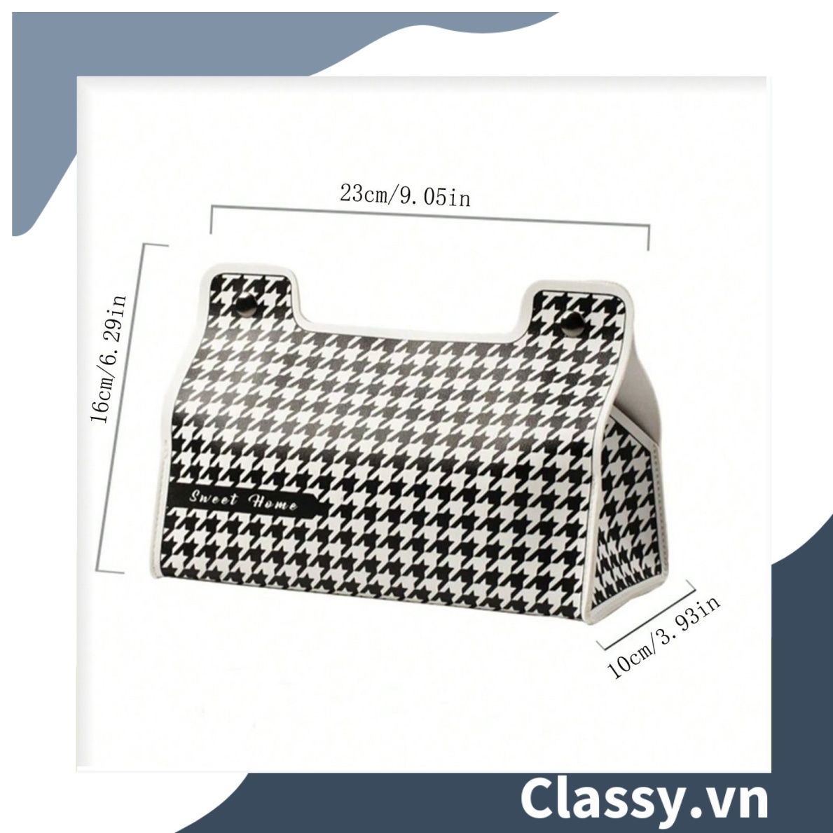 [GIAO HÀNG 7-25 NGÀY] Classy Hộp đựng khăn giấy màu trắng đen, họa tiết sang trọng PK1383 