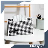  Classy Hộp đựng khăn giấy màu trắng đen, họa tiết sang trọng PK1383 